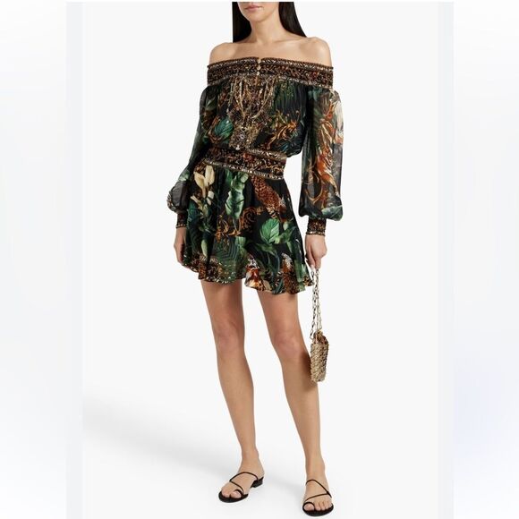 New Camilla Off Shoulder Mini Dress in Easy Tiger | REVOLVE XS - Picture 7 of 14